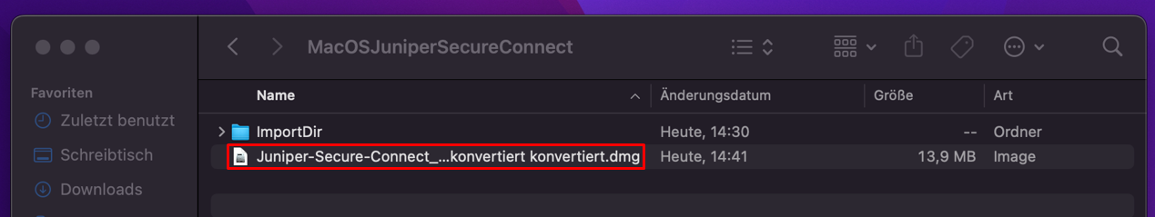 SRV: Einrichtung Juniper Secure Connect