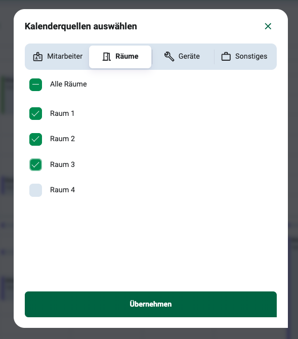 FLOW: Räume im Kalender anzeigen